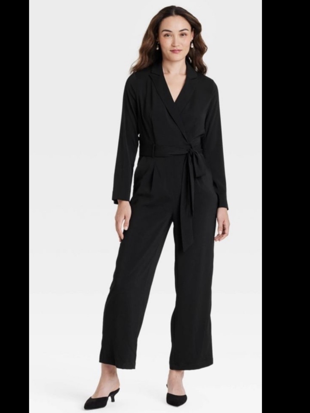 a new day Black Wrap-Front Jumpsuit with Tie Waist